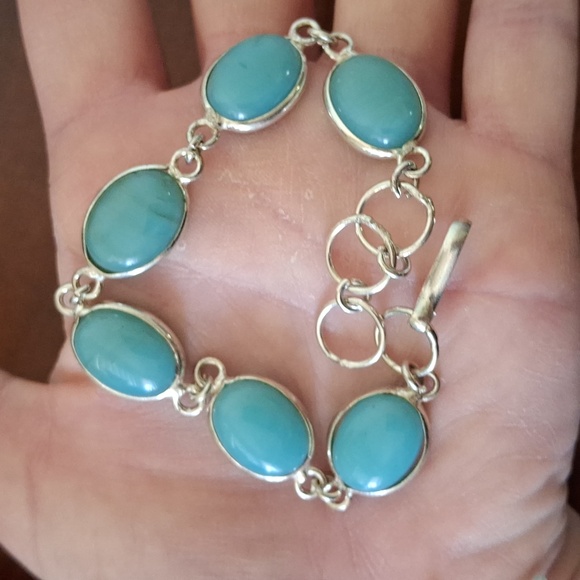 New Blue Chalcedony Silver Bracelet. - Picture 6 of 6